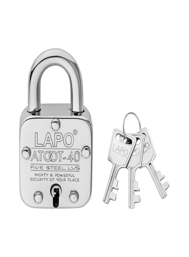 LAPO Heavy-Duty 40mm Steel Body Padlock for Gate, Shutter, Shops & Home, Double Locking System, Hardened Shackle with 5 Brass Levers, 3 Keys with High Security Lock-3 Years Warranty (Pack of 1) - Image 1